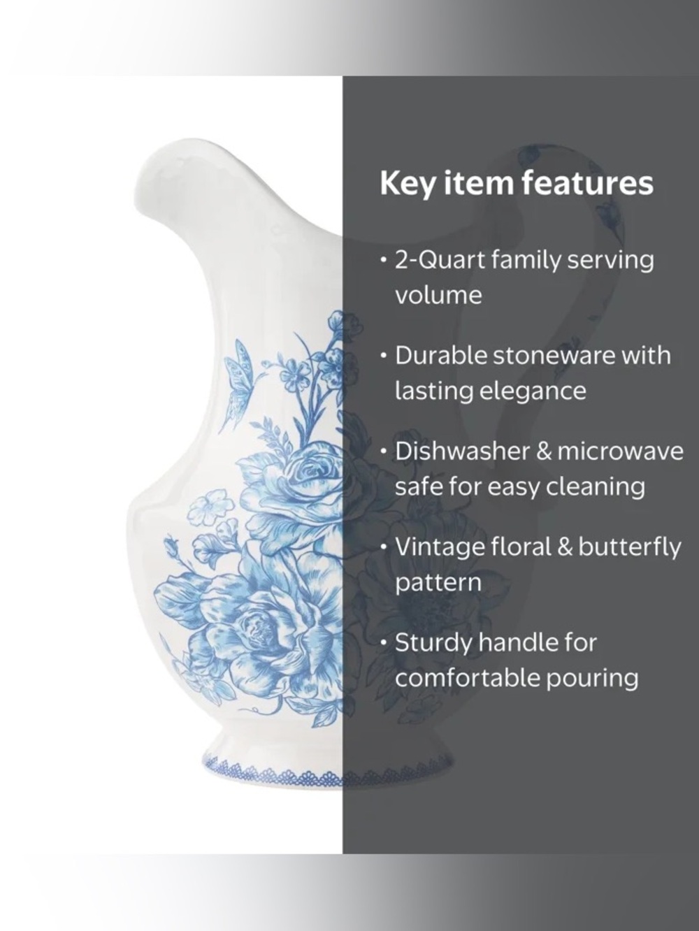 🩷 New Pioneer Woman Blue Agatha Stoneware Ice Tea/Water Pitcher - Picture 2 of 10